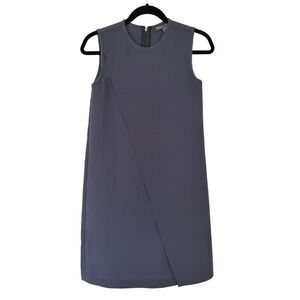Vince Charcoal Grey Asymmetric Overlay Sleeveless Shift Dress V2420-50451 Size 0